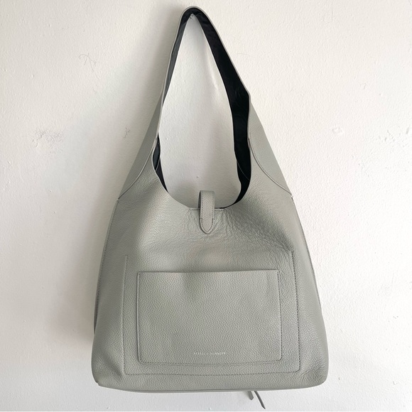 Rebecca Minkoff Megan Leather Boho Hobo Shoulder Bag In Perla Gray - Picture 2 of 16